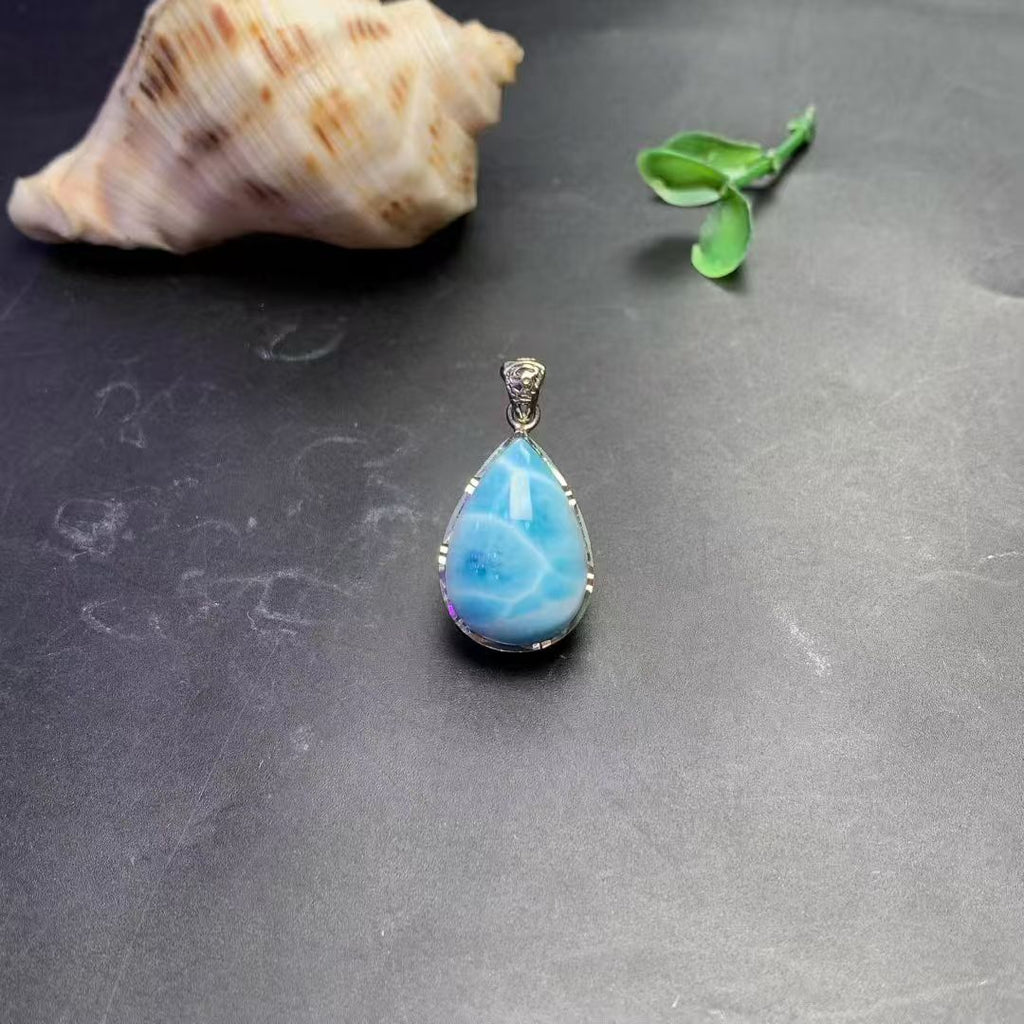 Larimar Tear Drop Pendant AAAA Quality
