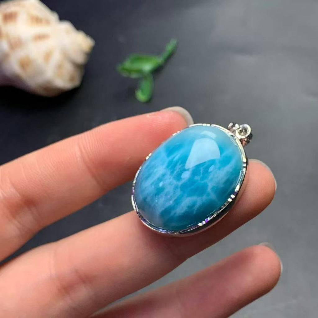Larimar Oval Pendant AAAA Quality