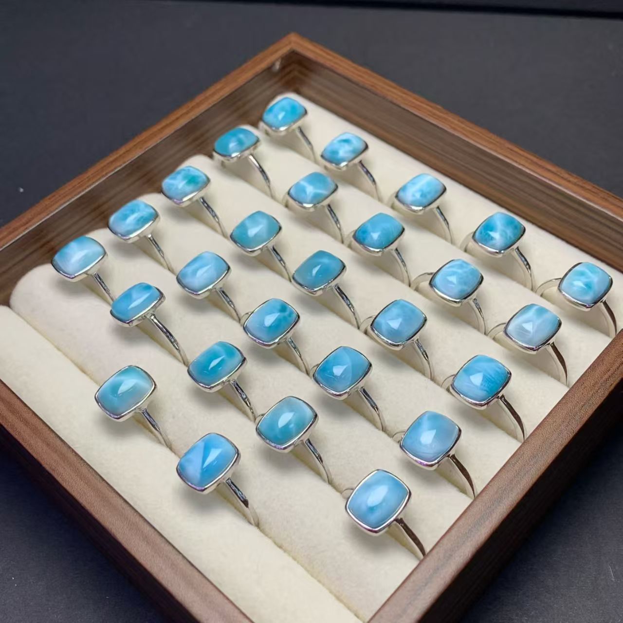 Larimar Rectangle Ring  AAAA Quality