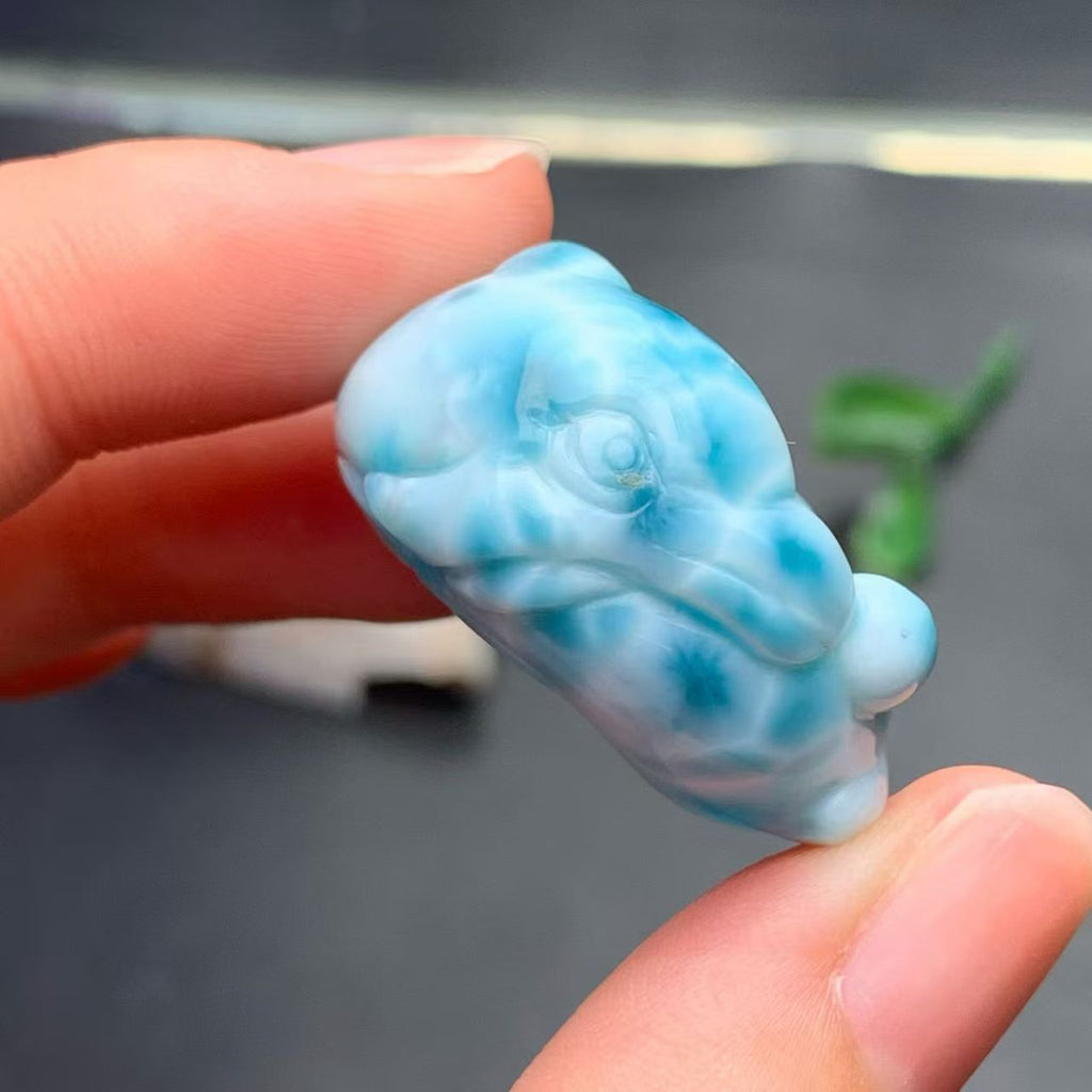 Dalphin Carved Larimar AAAA Quality