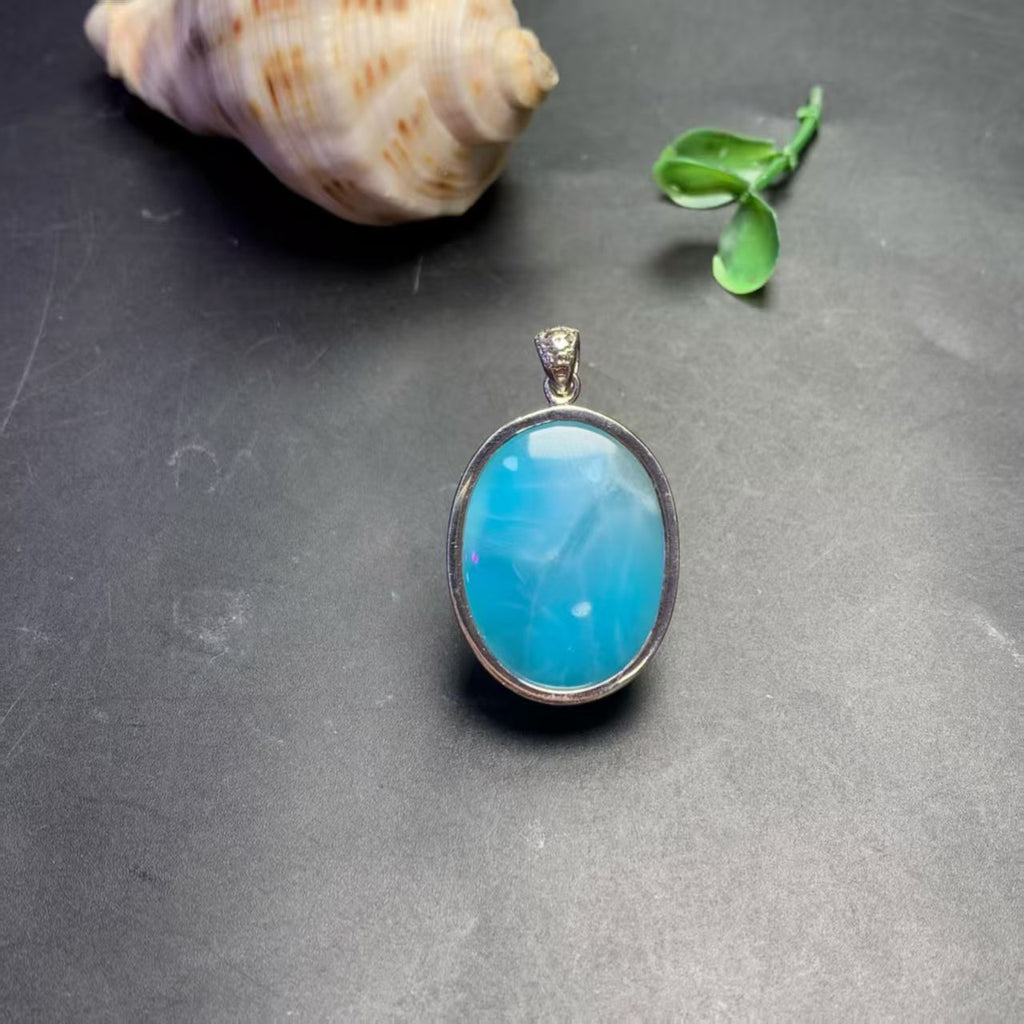 Larimar Oval Pendant AAAA Quality