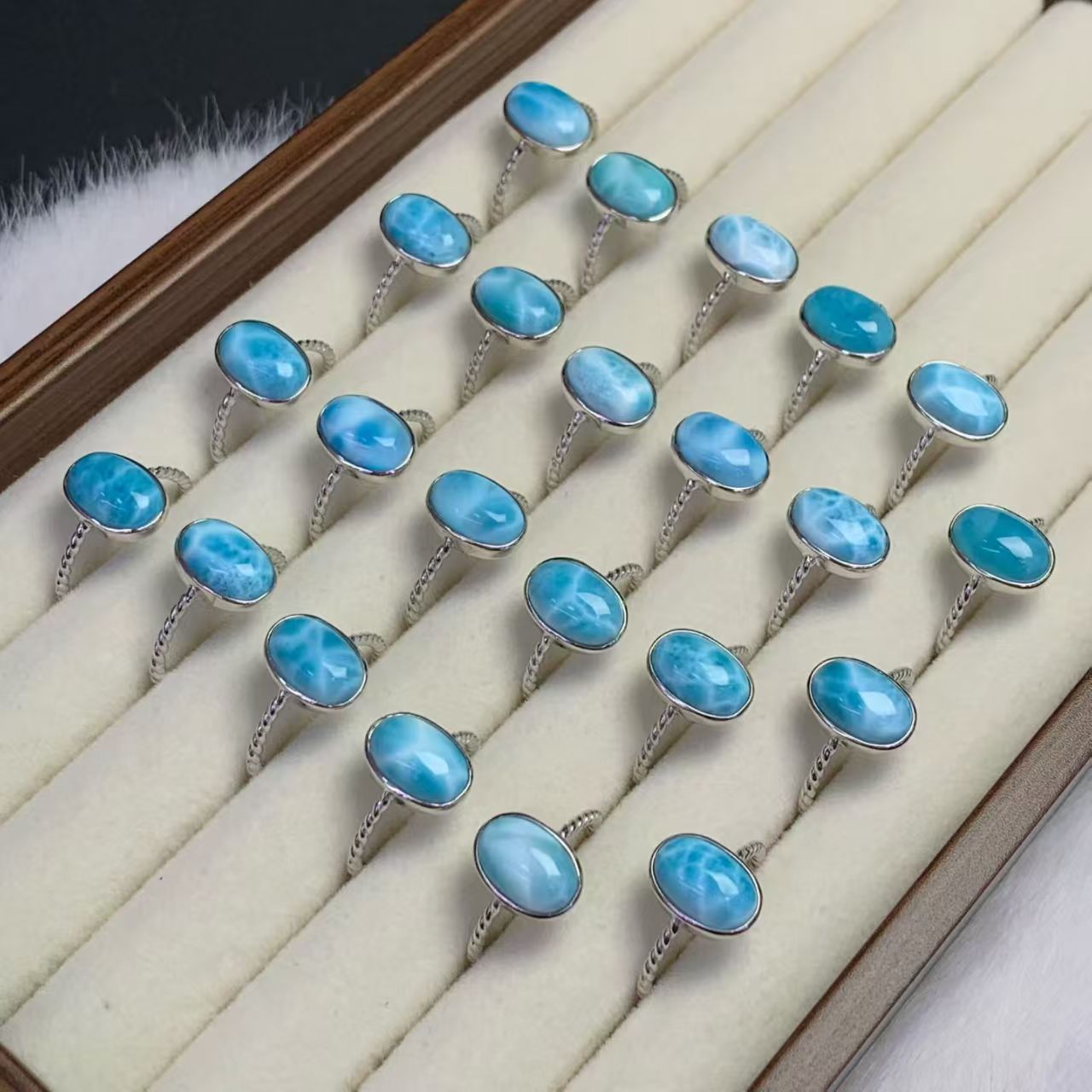 Larimar Oval Ring AAAA Quality