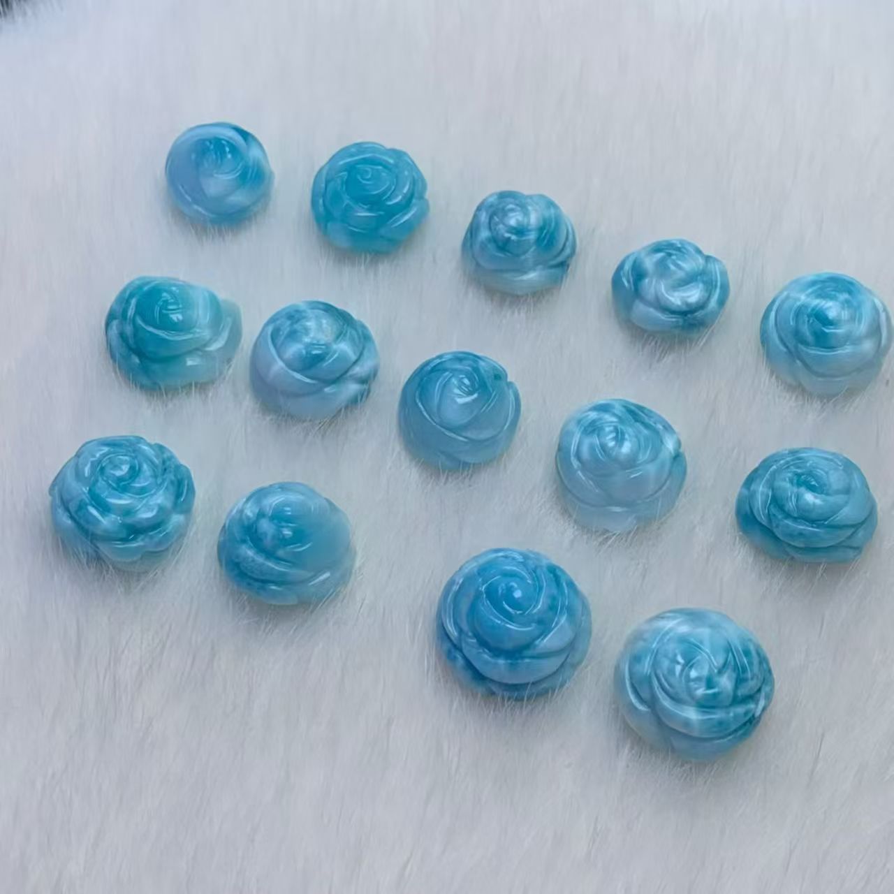 Rose Carved Larimar AAAA Quality