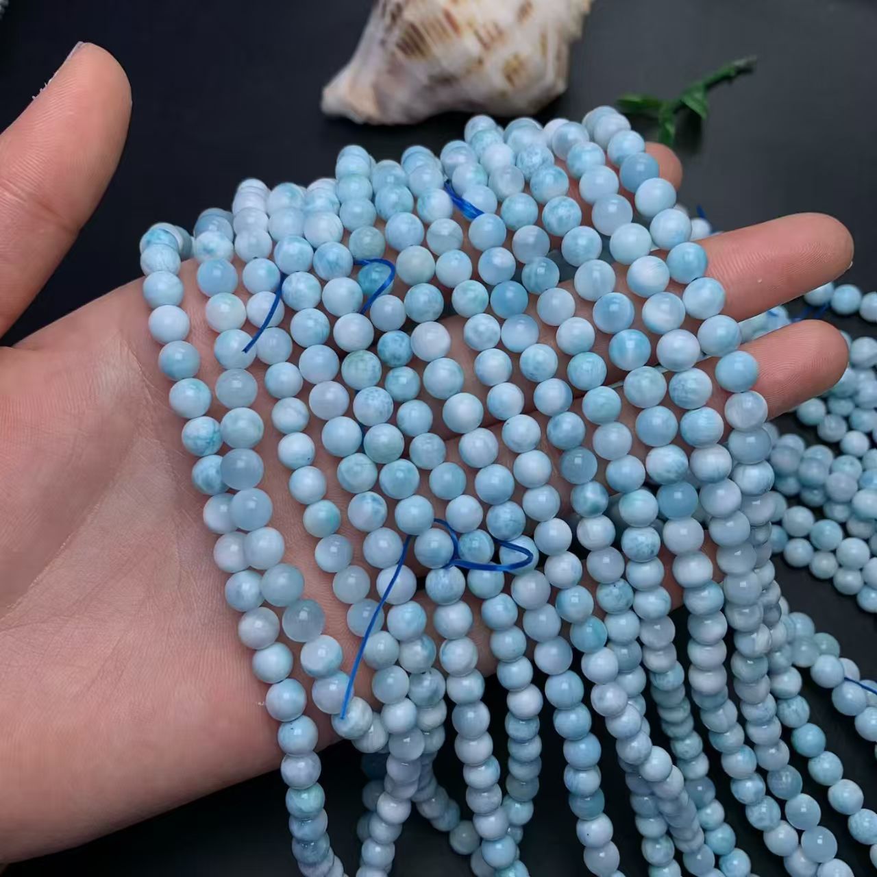 6.5mm Larimar Round Beads AAAA Quality