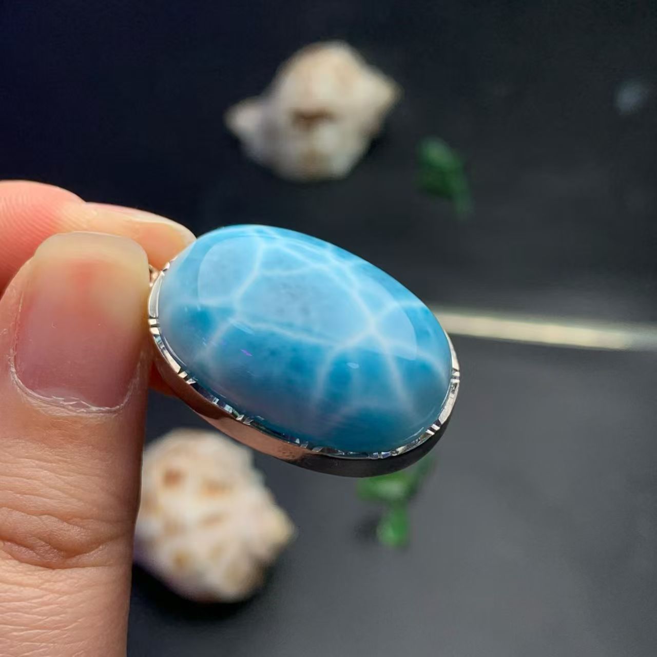 Larimar Oval Necklace AAAA Quality