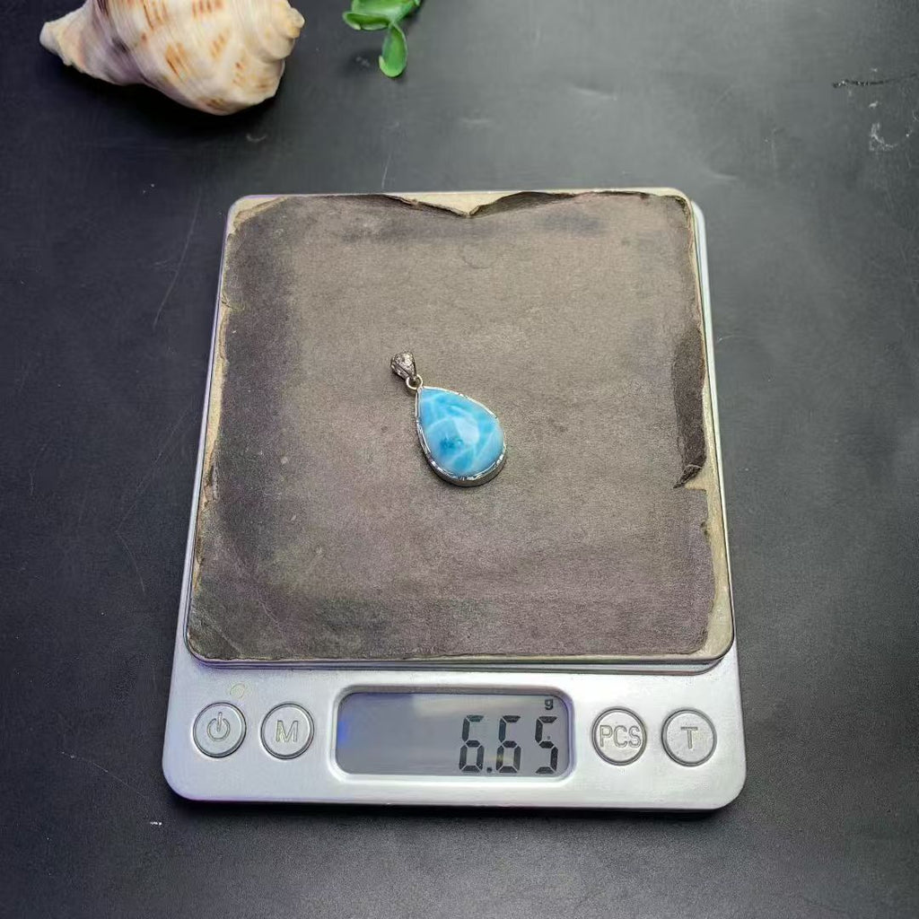 Larimar Tear Drop Pendant AAAA Quality