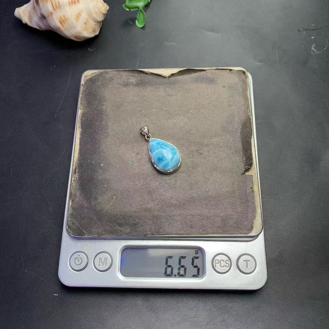 Larimar Tear Drop Pendant AAAA Quality