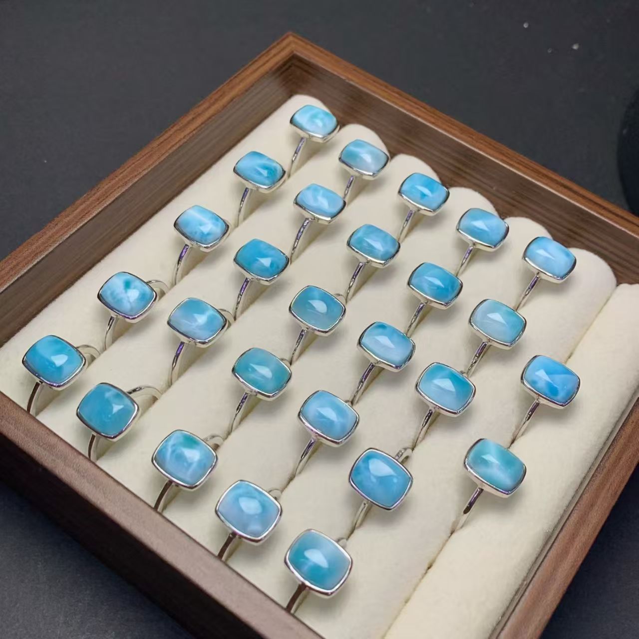 Larimar Rectangle Ring  AAAA Quality