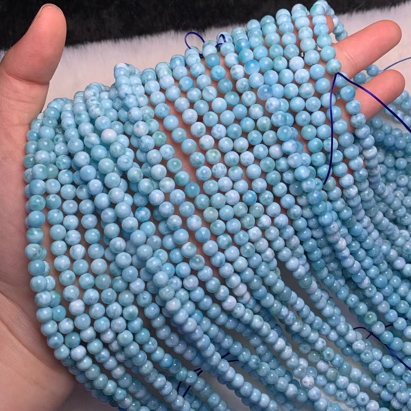 6mm Larimar Round Beads AAAA Quality