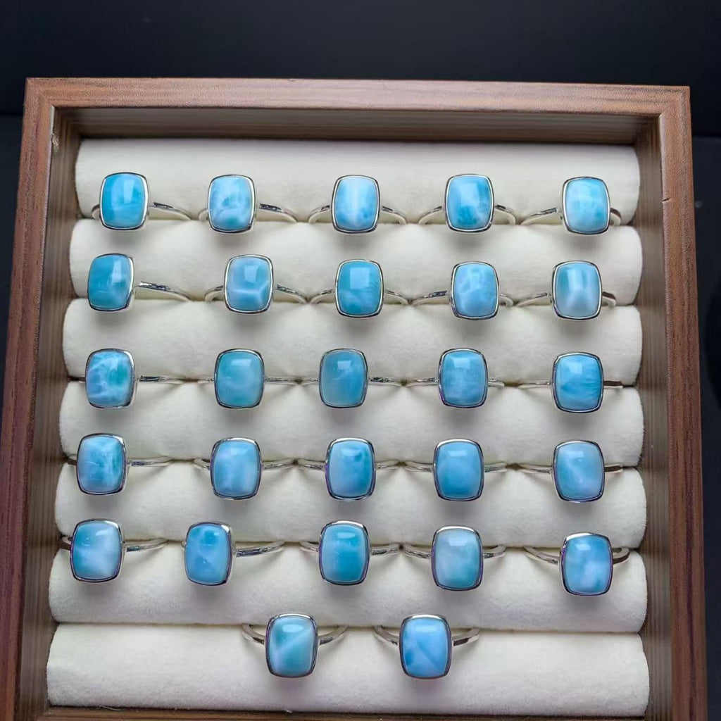 Larimar Rectangle Ring  AAAA Quality