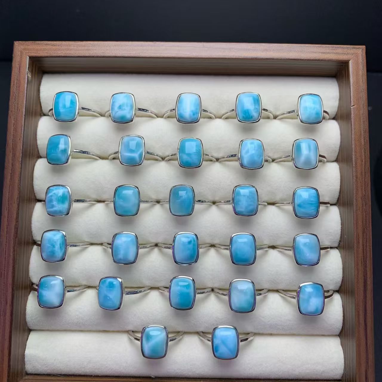 Larimar Rectangle Ring  AAAA Quality