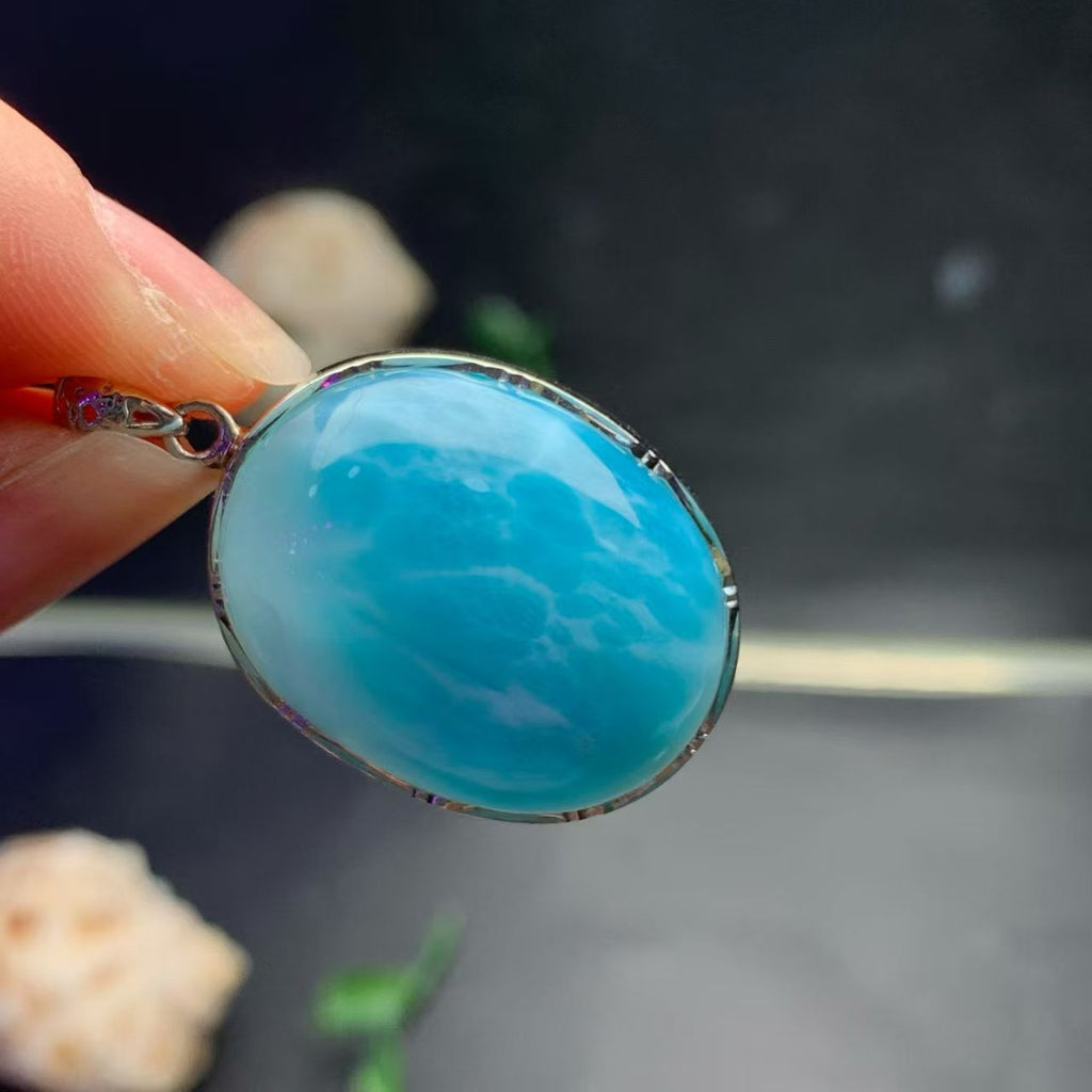 Larimar Oval Pendant AAAA Quality