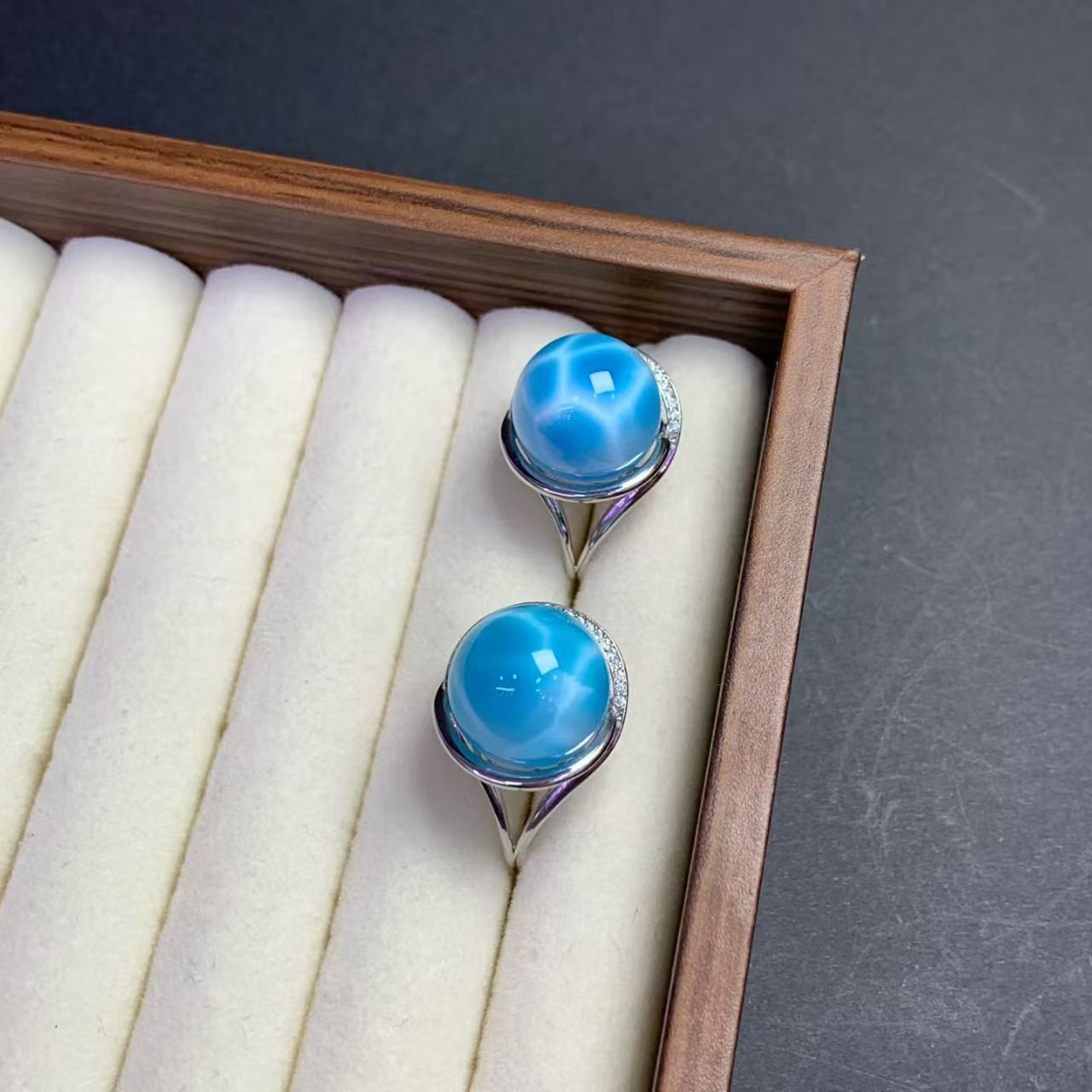 Larimar Round Ring  AAAA Quality