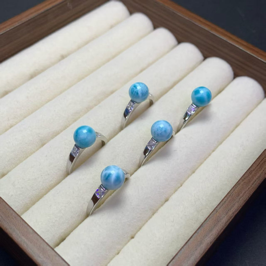 Larimar Ball Ring  AAAA Quality