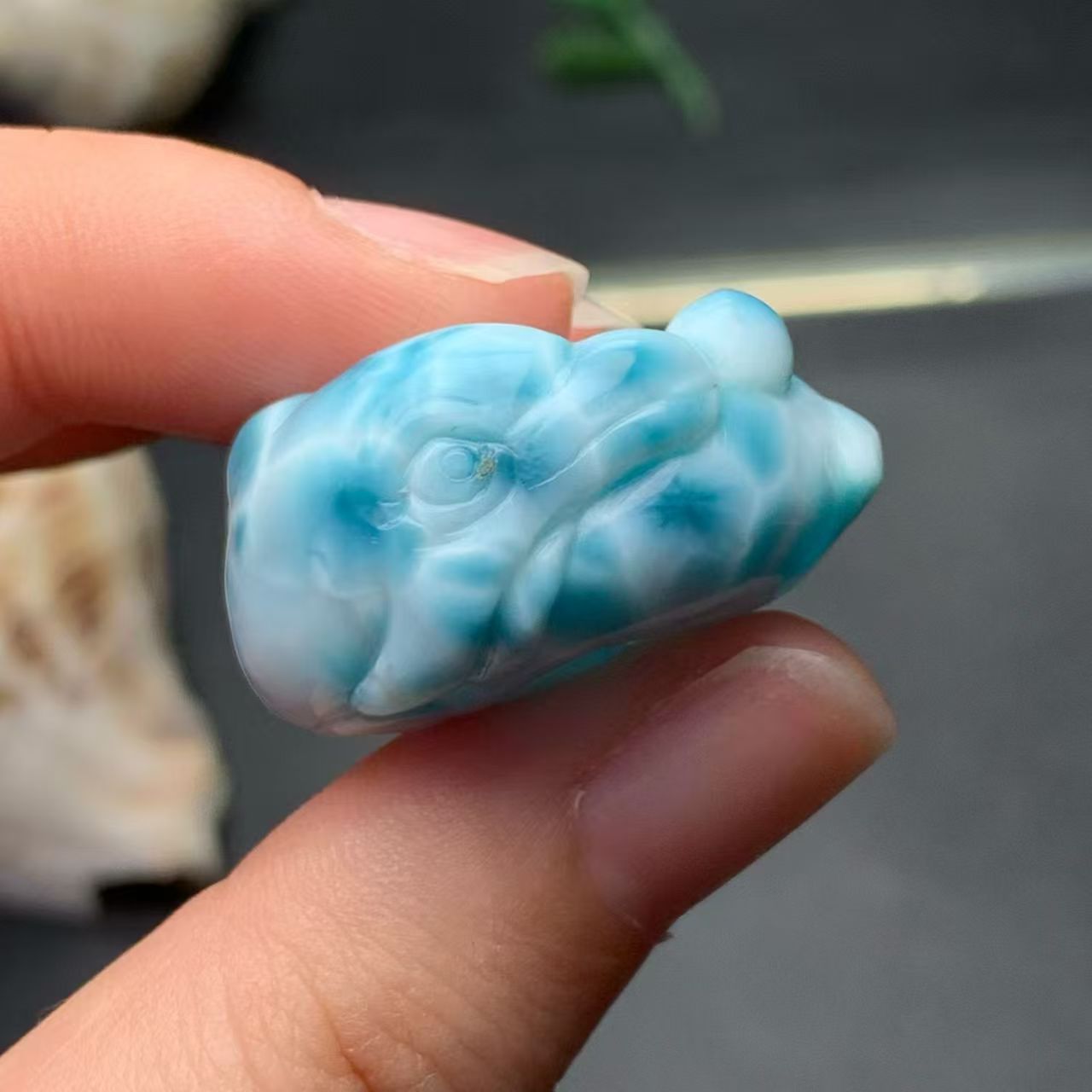 Dalphin Carved Larimar AAAA Quality