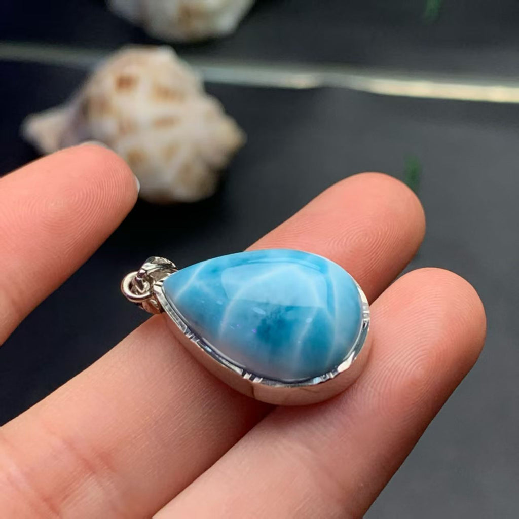 Larimar Tear Drop Pendant AAAA Quality