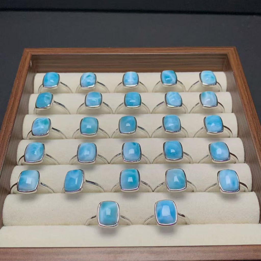 Larimar Rectangle Ring  AAAA Quality
