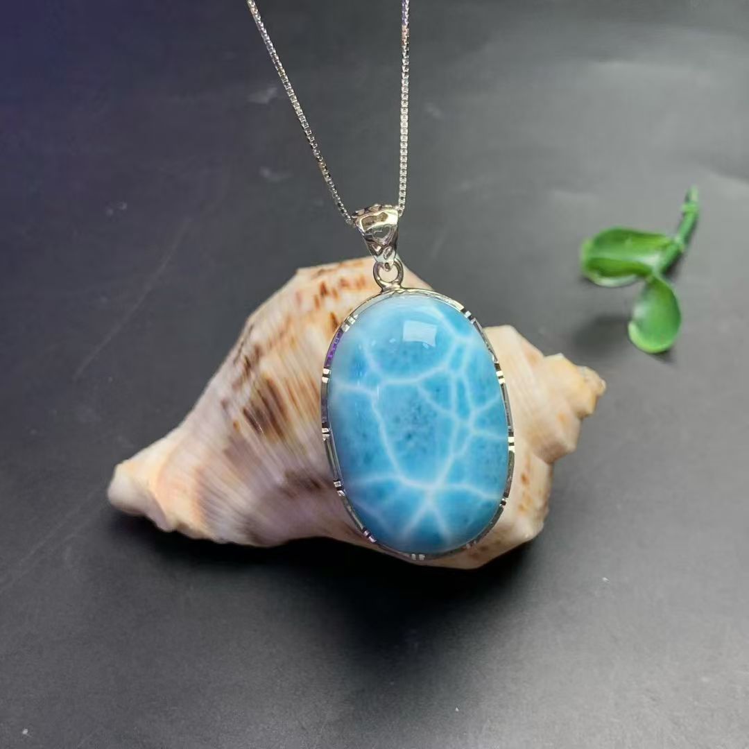 Larimar Oval Necklace AAAA Quality