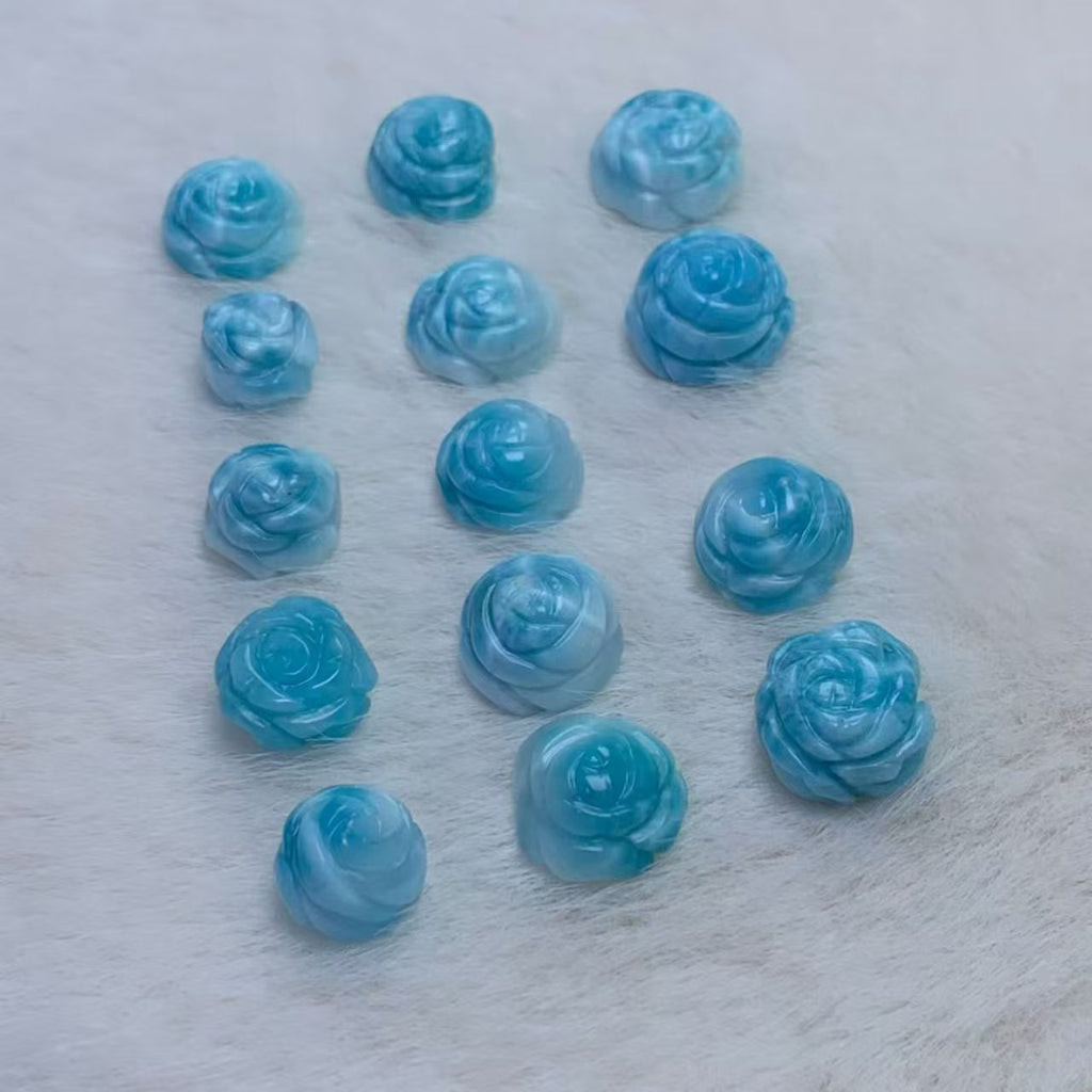 Rose Carved Larimar AAAA Quality