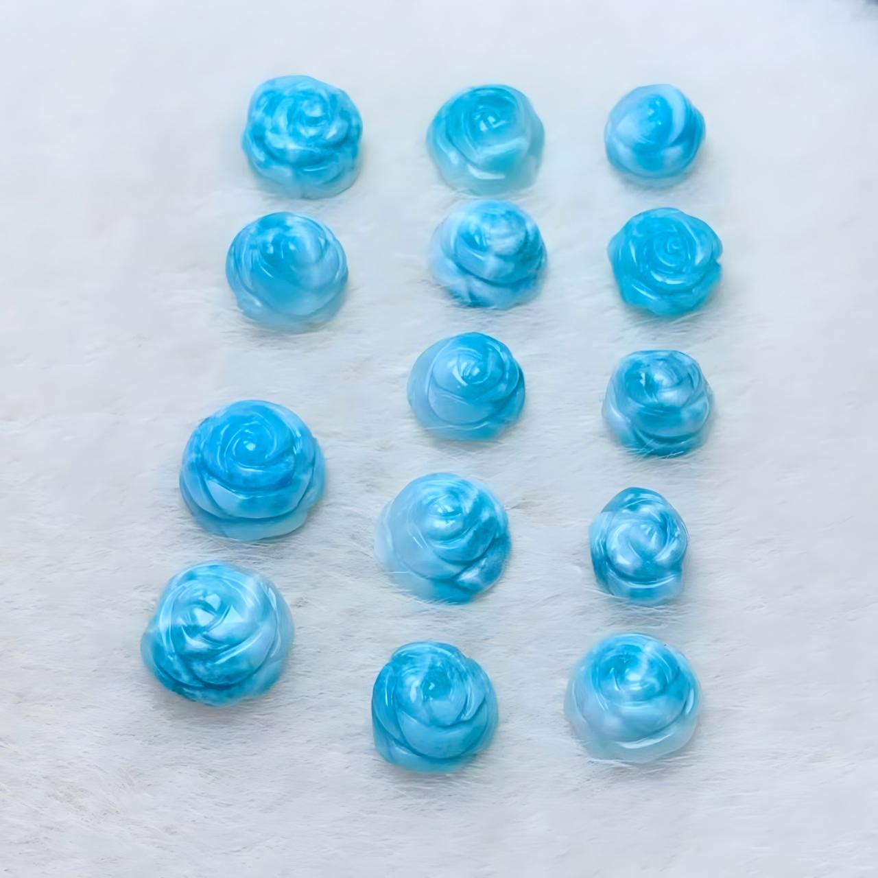 Rose Carved Larimar AAAA Quality