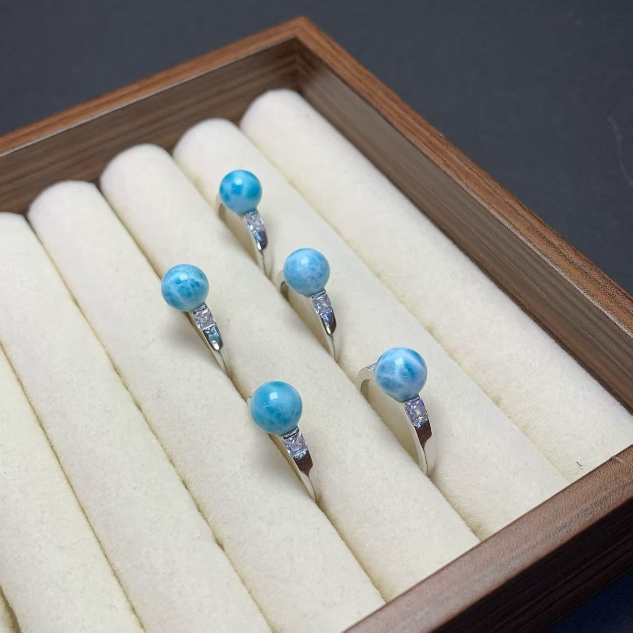 Larimar Ball Ring  AAAA Quality