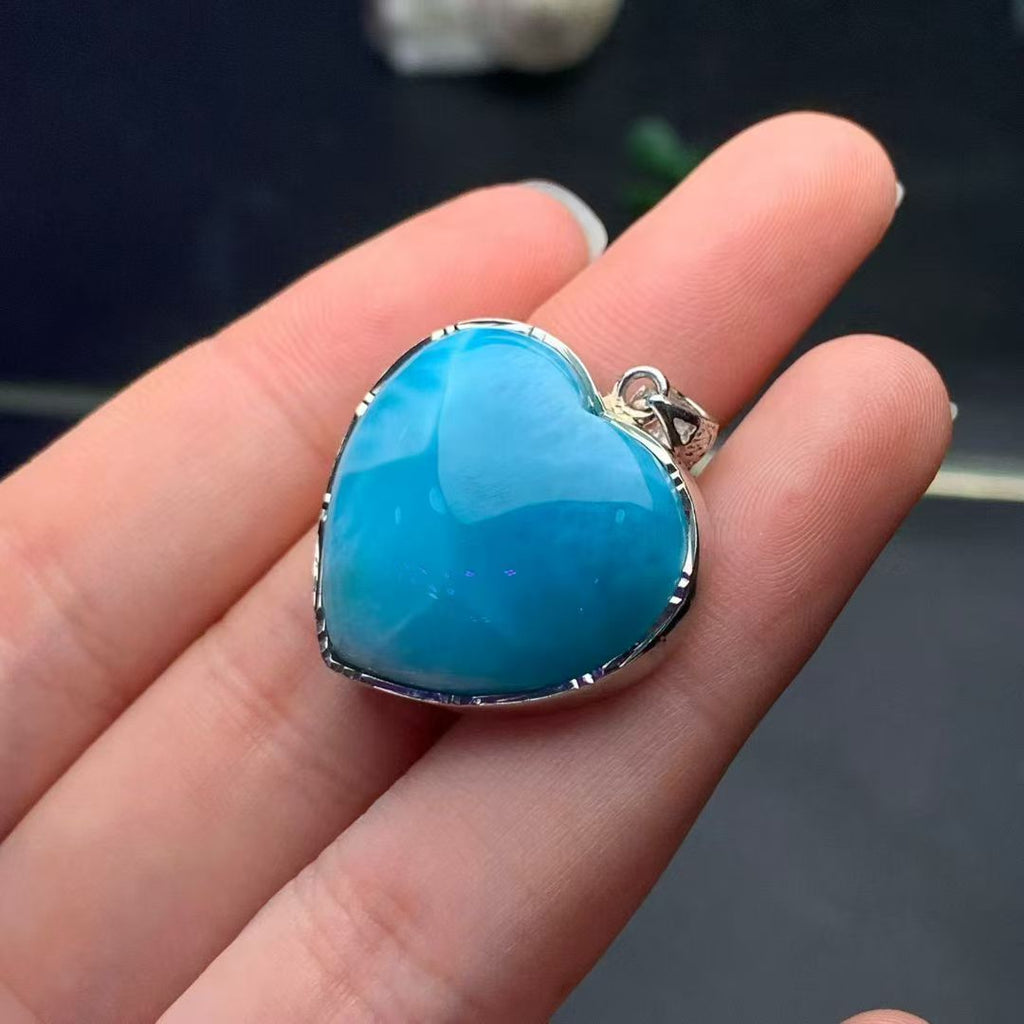 Larimar Heart Pendant AAAA Quality