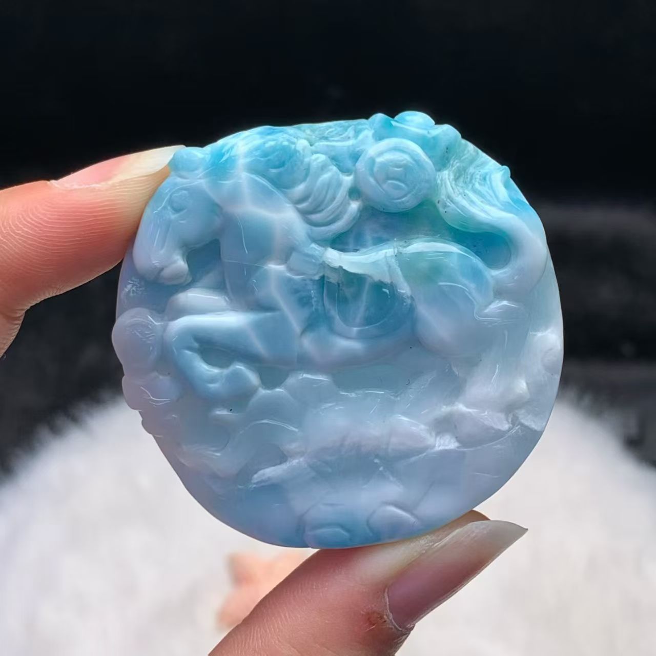 Horse Carved Larimar AAAA Quality