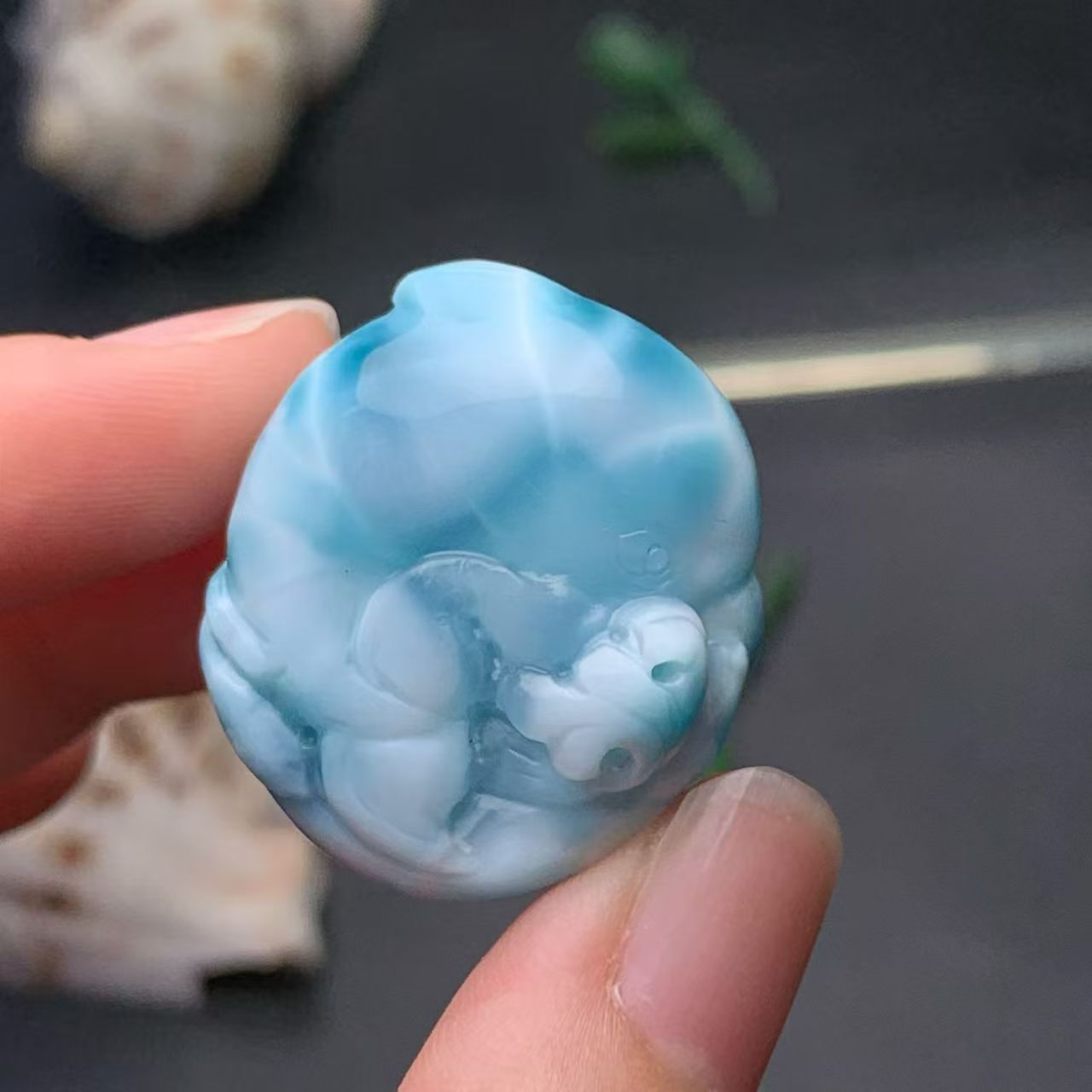 Dalphin Carved Larimar AAAA Quality