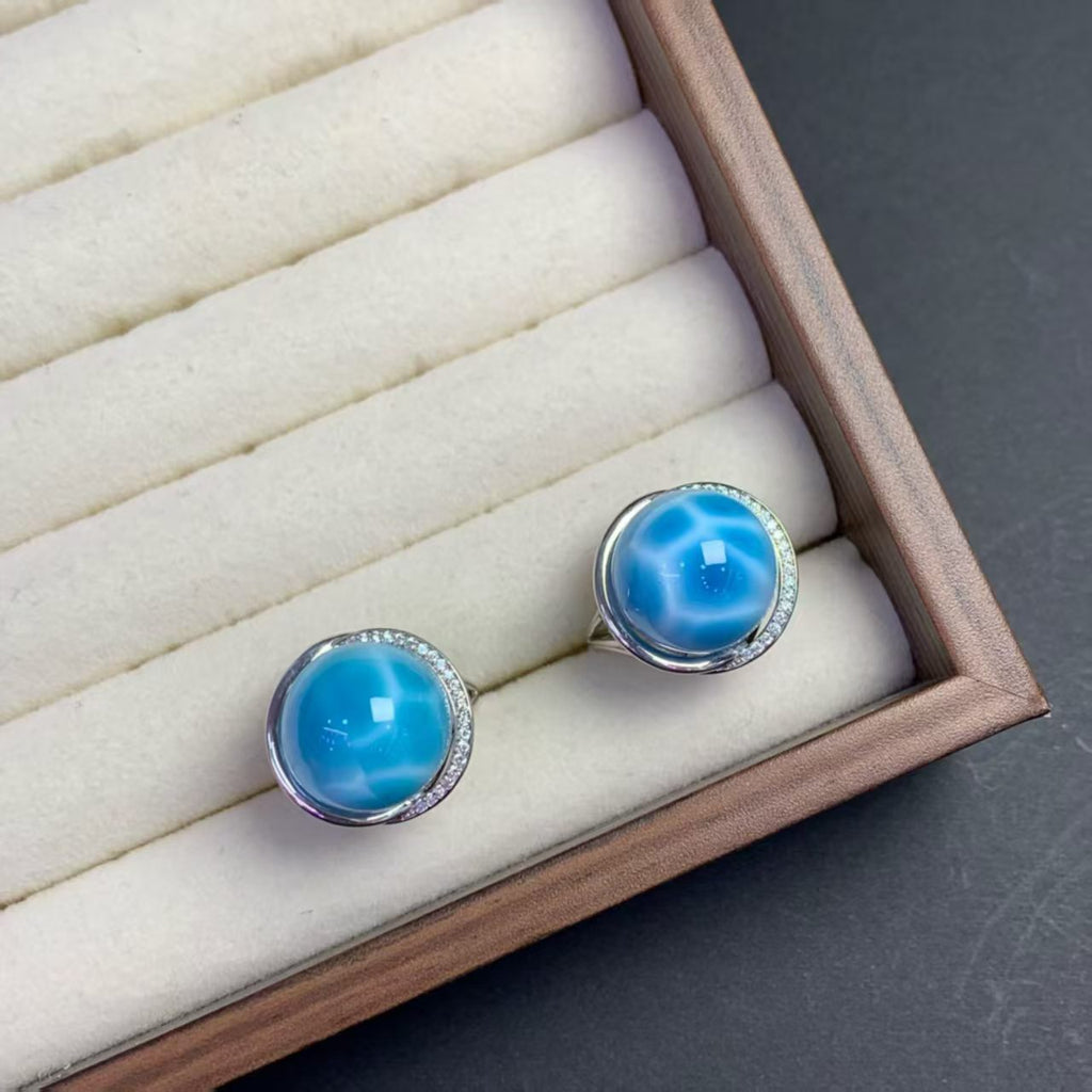 Larimar Round Ring  AAAA Quality