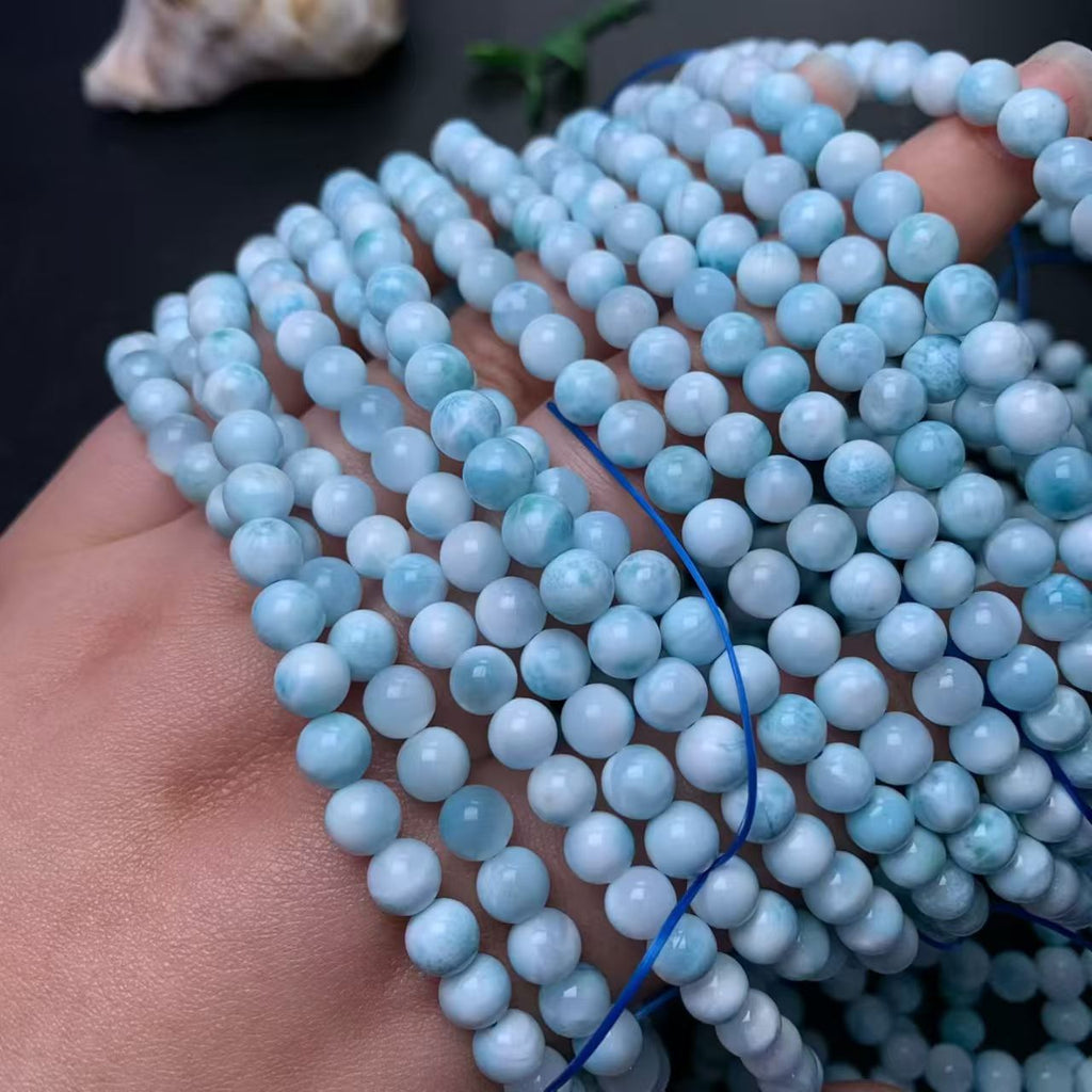 6.5mm Larimar Round Beads AAAA Quality