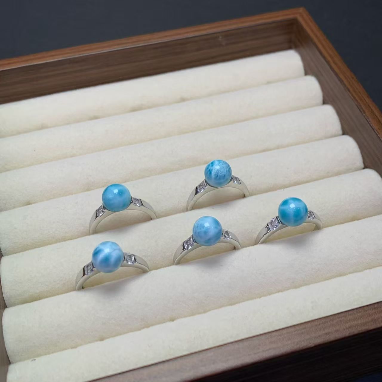 Larimar Ball Ring  AAAA Quality