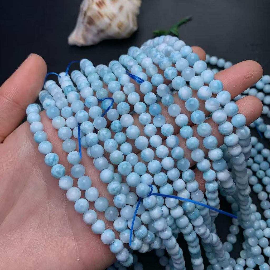 6.5mm Larimar Round Beads AAAA Quality
