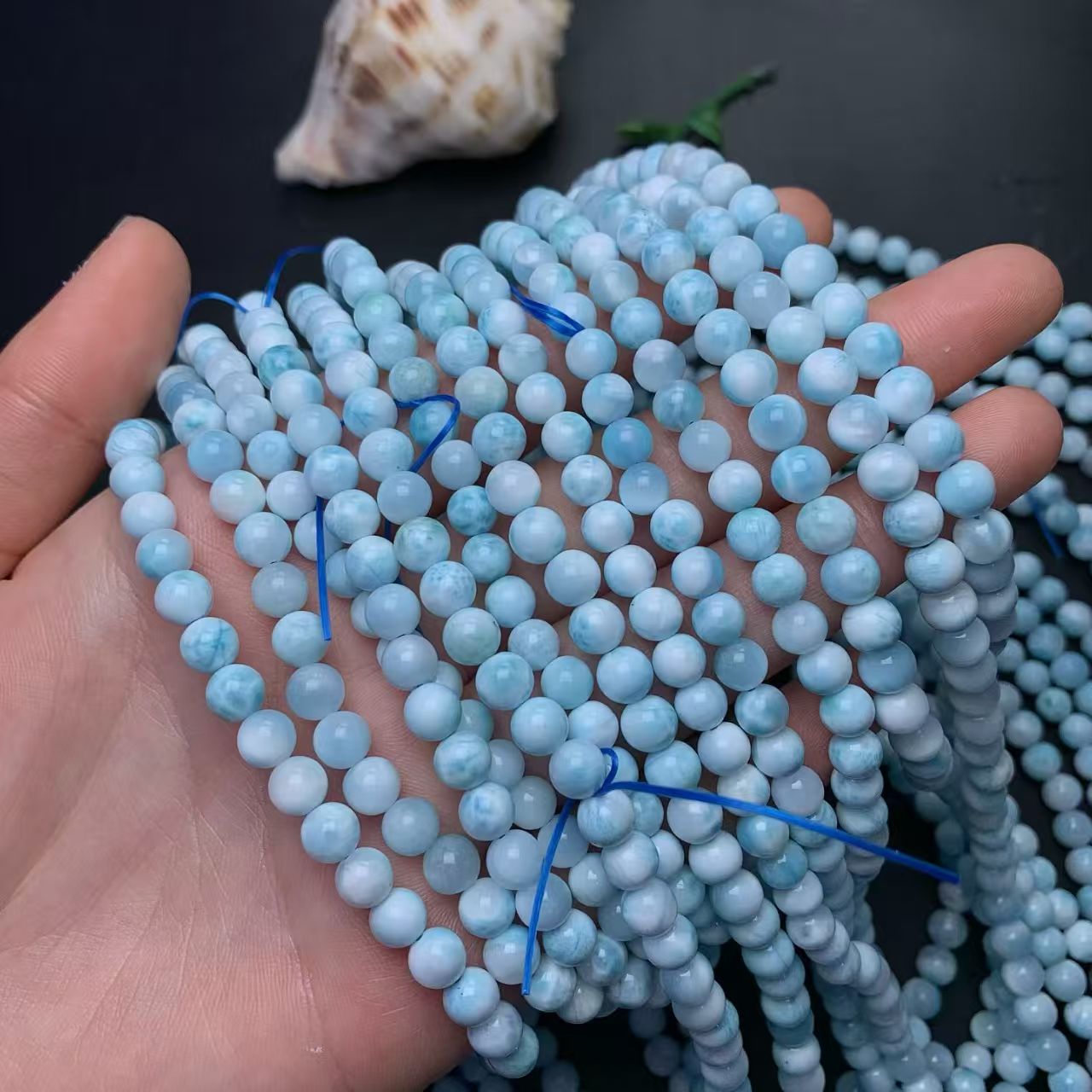 6.5mm Larimar Round Beads AAAA Quality
