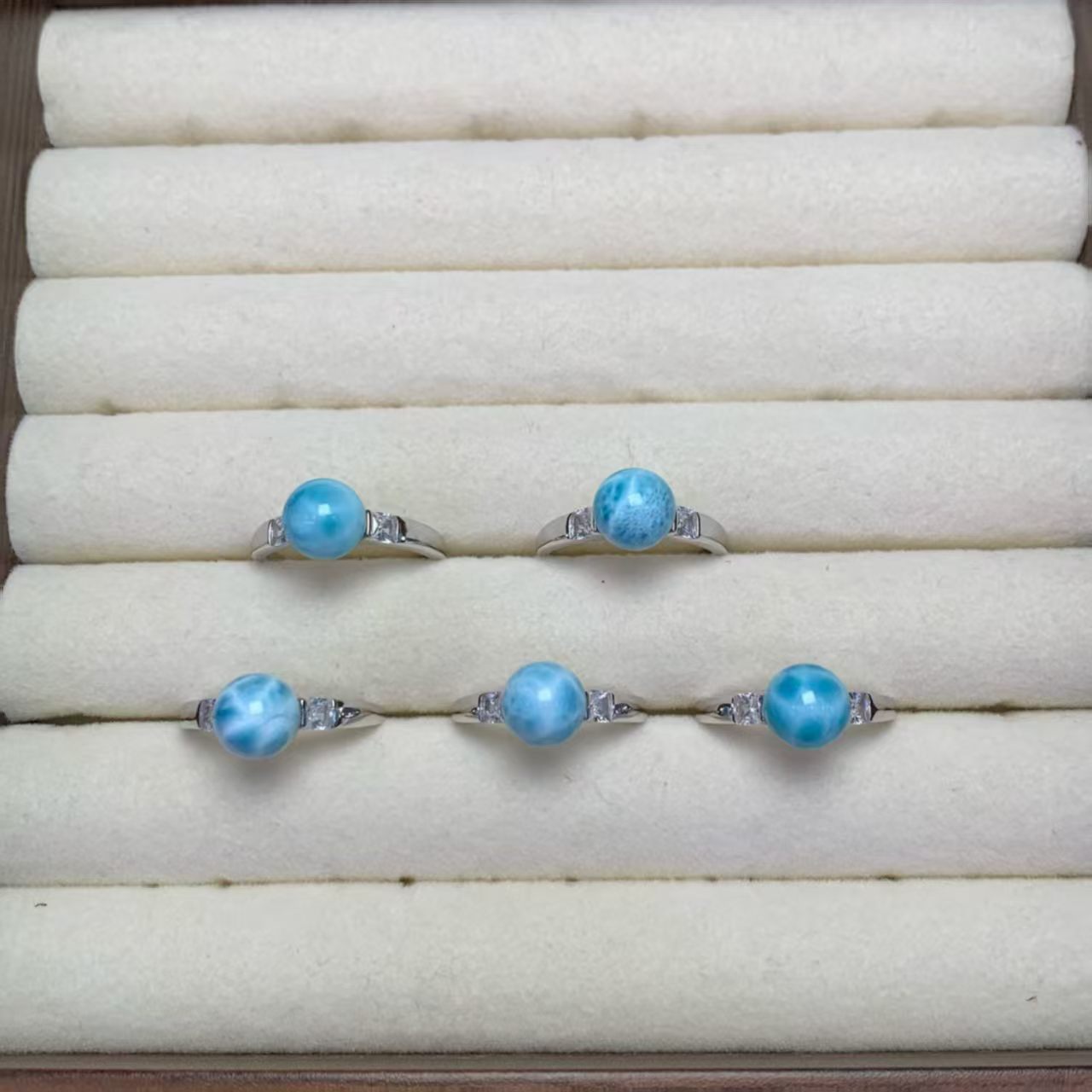 Larimar Ball Ring  AAAA Quality