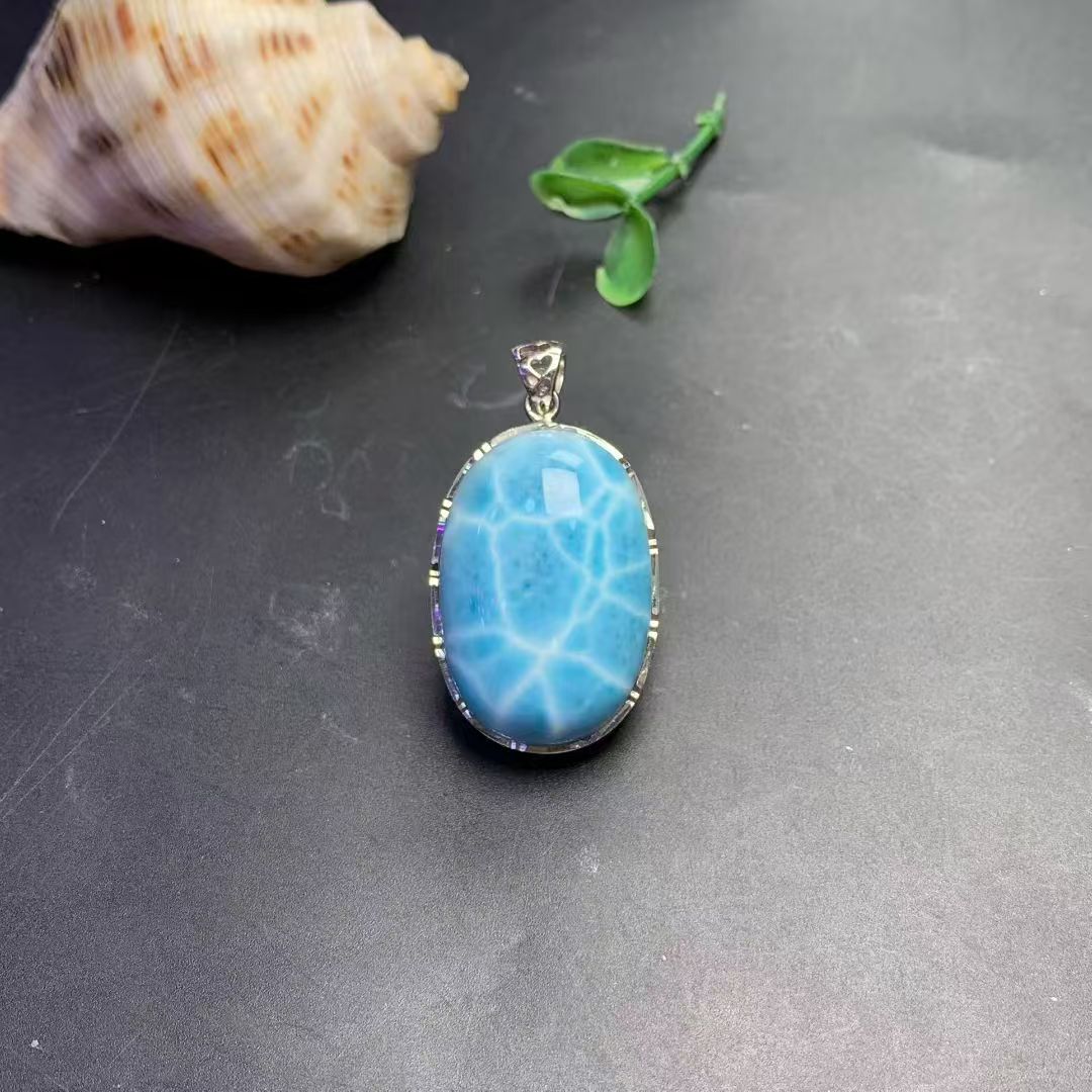 Larimar Oval Necklace AAAA Quality