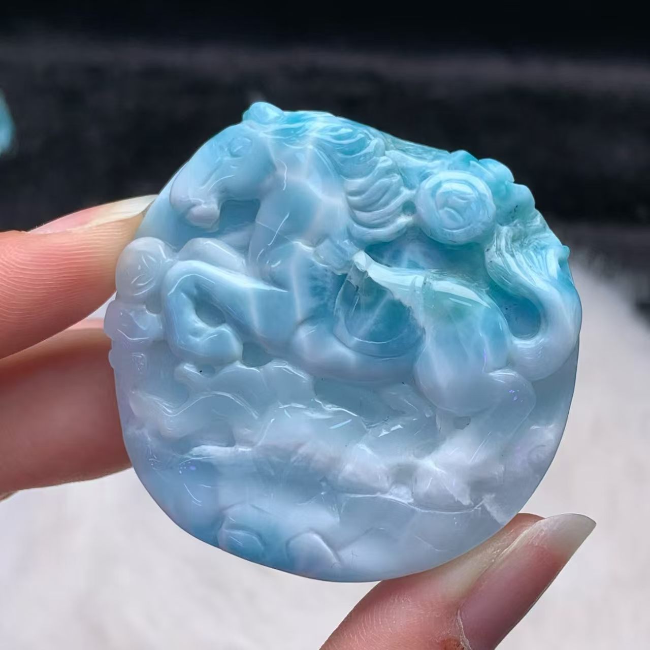 Horse Carved Larimar AAAA Quality