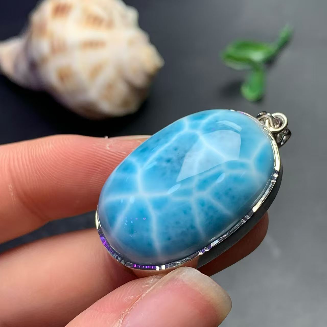 Larimar Oval Necklace AAAA Quality