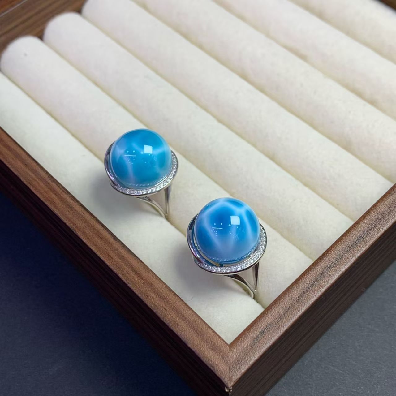 Larimar Round Ring  AAAA Quality